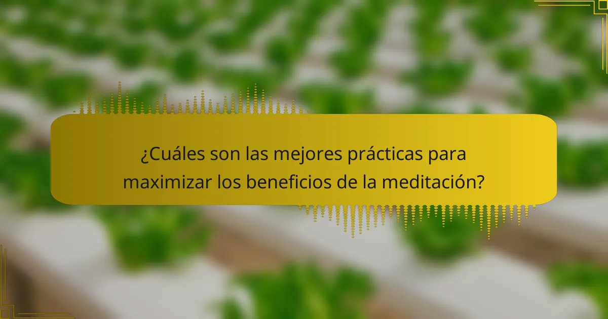 ¿Cuáles son las mejores prácticas para maximizar los beneficios de la meditación?