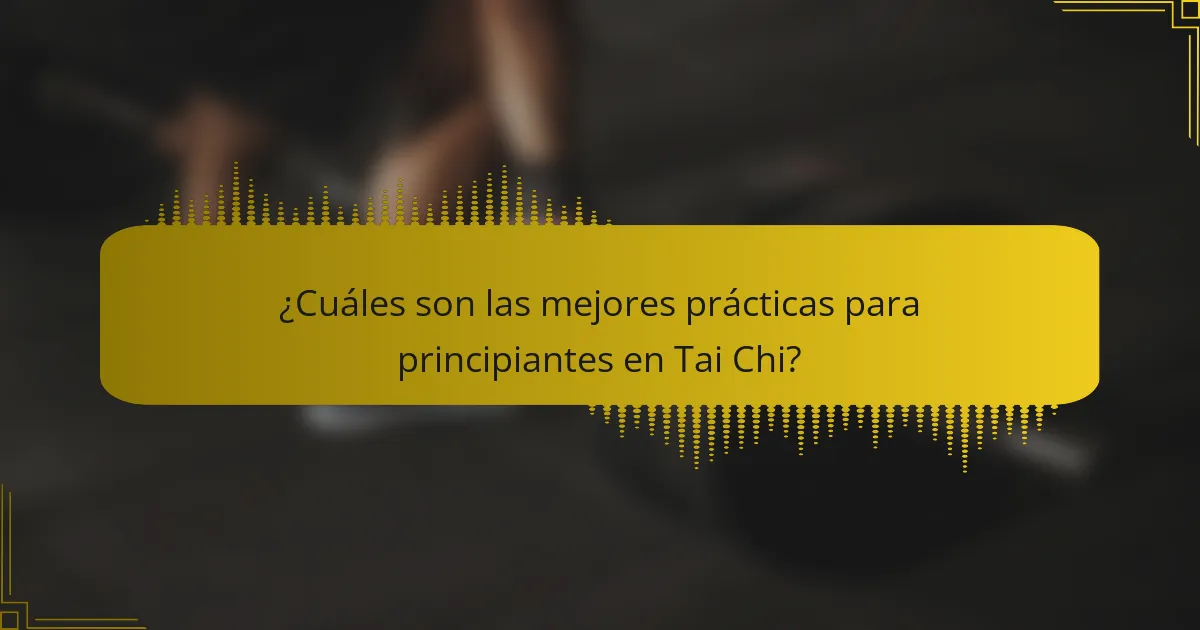 ¿Cuáles son las mejores prácticas para principiantes en Tai Chi?
