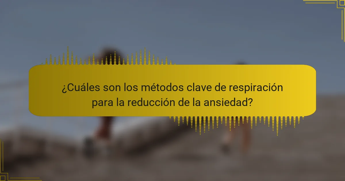 ¿Cuáles son los métodos clave de respiración para la reducción de la ansiedad?
