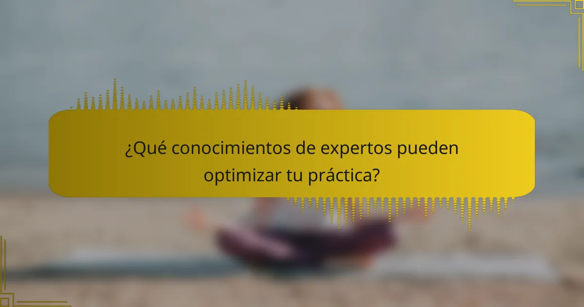 ¿Qué conocimientos de expertos pueden optimizar tu práctica?