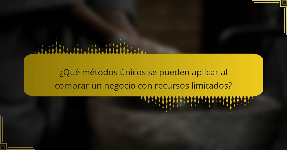 ¿Qué métodos únicos se pueden aplicar al comprar un negocio con recursos limitados?